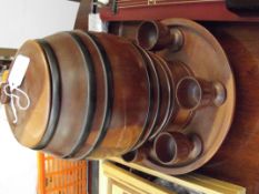Treen barrel and set of tots