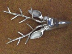 Chrome stag's head wall plaque
