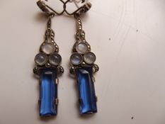 Pair of Art Deco ear rings with moonstone
