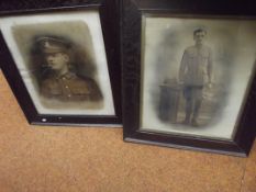 2 old wooden framed military pictures
