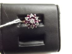 9 ct gold cluster ring, size N