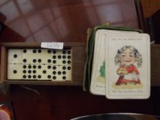 Vintage domino set and Happy Family cards