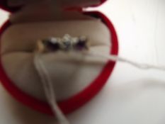 9 ct gold dress ring with amethyst and diamond