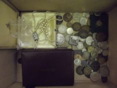 Coin collection together with a pearl necklace