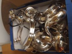 Box of plated ware