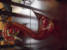 Large heavy art glass swan