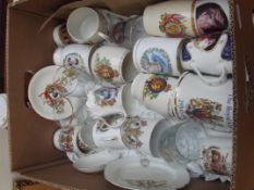 Box of commemorative ware