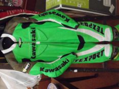 Kawasaki leather motor bike seat