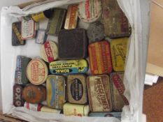 Box of vintage tins