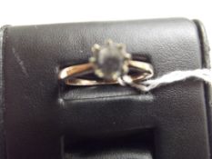 9 ct gold solitaire ring with white stone, size T,