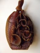 Chinese carved scent bottle in the form of a carp