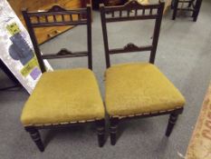 Pair late Victorian stained beech bedroom chairs