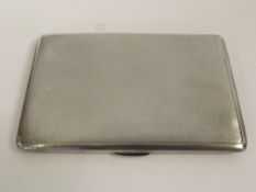 Silver engine turned cigarette case, rectangular f