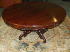 Victorian mahogany circular breakfast table, bulbo