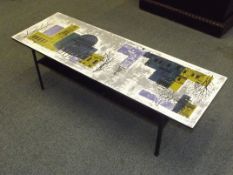 John Piper, mid century coffee table with under ti