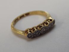 18 carat yellow gold five stone diamond ring, size