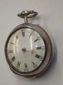 A rare George II silver pair cased verge pocket wa