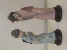 Two Lladro Geisha figures 'Sayonara', 17cm and 'Ti