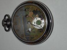 Ingersoll pocket watch with face depicting footbal