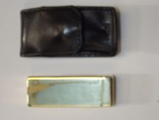 Dunhill 14ct gold cigarette lighter with case insc