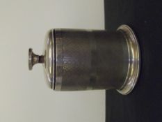 Silver and bakelite art deco engine turned cigarette dispenser, height when closed 13cm, Birmingham,