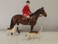 Beswick figure of a huntsman (1501) together with