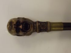20th century bamboo sword stick, the finial grip m