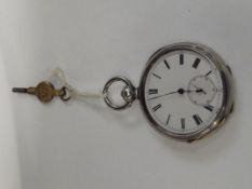 Sterling silver fob watch dated circa 1890 with ke