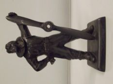 Art deco patinated table cigarette lighter in the