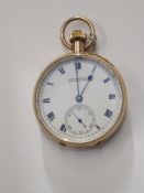 9ct gold cased Armstrong. Manchester pocket watch