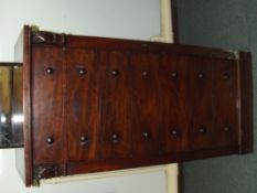 19th century Wellington chest, containing seven dr