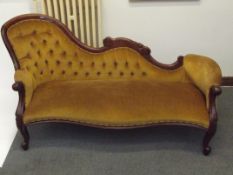 Late Victorian suite comprising chaise lounge and two spoon back chairs
