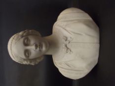 Victorian Parian ware bust in the form of lady, h