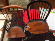 2 wooden dolls chairs