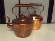 Two Victorian copper kettles