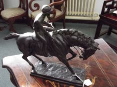 Bronze sculpture after Mene horse and jockey, 30 c