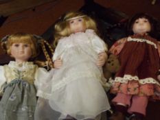 3 porcelain face dolls