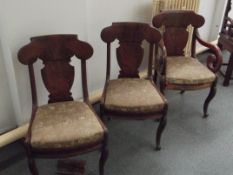 Part set of three 19th century shield back dining