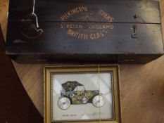 Watch parts in the form of a car, framed and signe