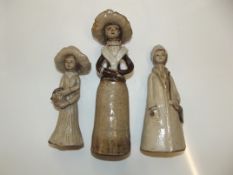 Three studio pottery figures by Pat Barker