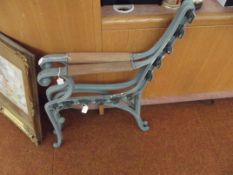 Pair of heavy cast metal bench ends