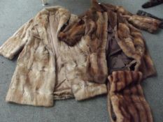 2 1960's fur coats together with a stole, one with