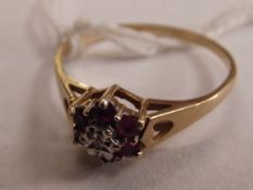 9 carat gold dress ring set with central diamond a