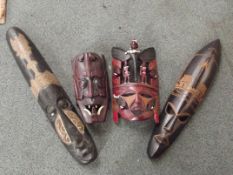 4 African wood tribal masks