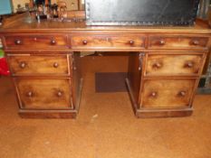 Victorian mahogany twin pedestal writing desk