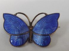 Norwegian silver and enamel guilloche brooch in th