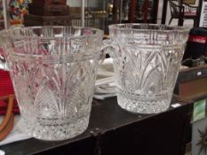 Pair of large glass ice buckets