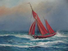 Gilt framed oil on board, seascape, signed Brian B