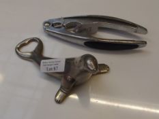 Novelty can opener together with a pair of nutcrac
