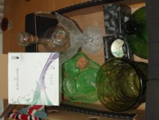 Various glassware to include a depression glass dr